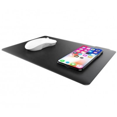 ultra thin custom PU leather usb port LED indicator light qi wireless charging mouse pad mat